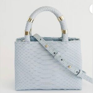 J. Lowery Mini William Dove Blue Python Crossbody Bag Italian Leather